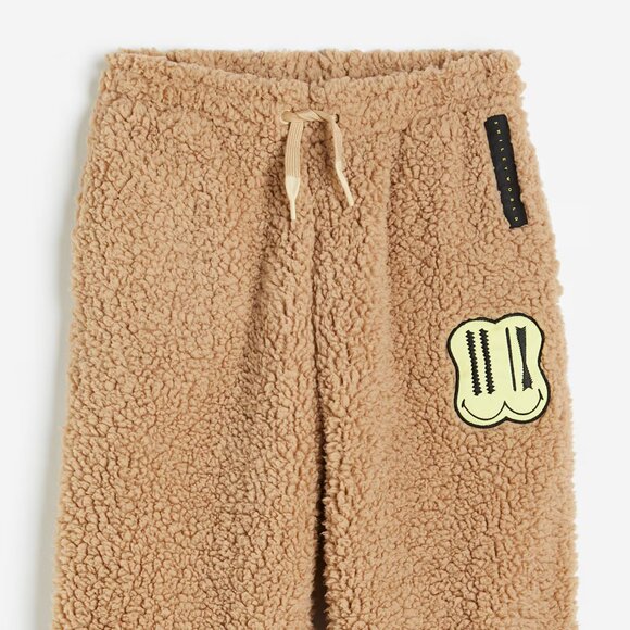 H&M Girl Boy Kids SmileyWorld® Beige Soft Pile Pants Joggers Szie 10 - Picture 4 of 9